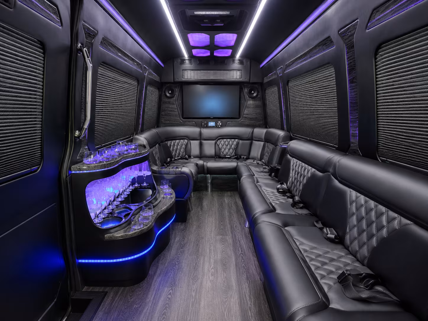 columbia 40 passenger party bus interior